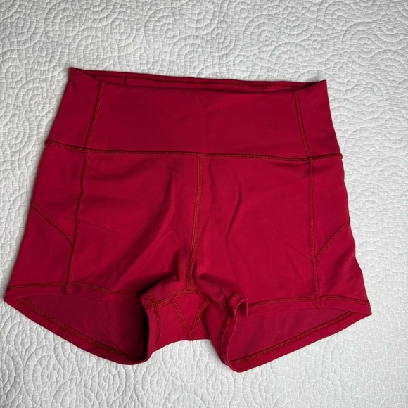 Women's Red Athletic Shorts - Picture 2 of 10